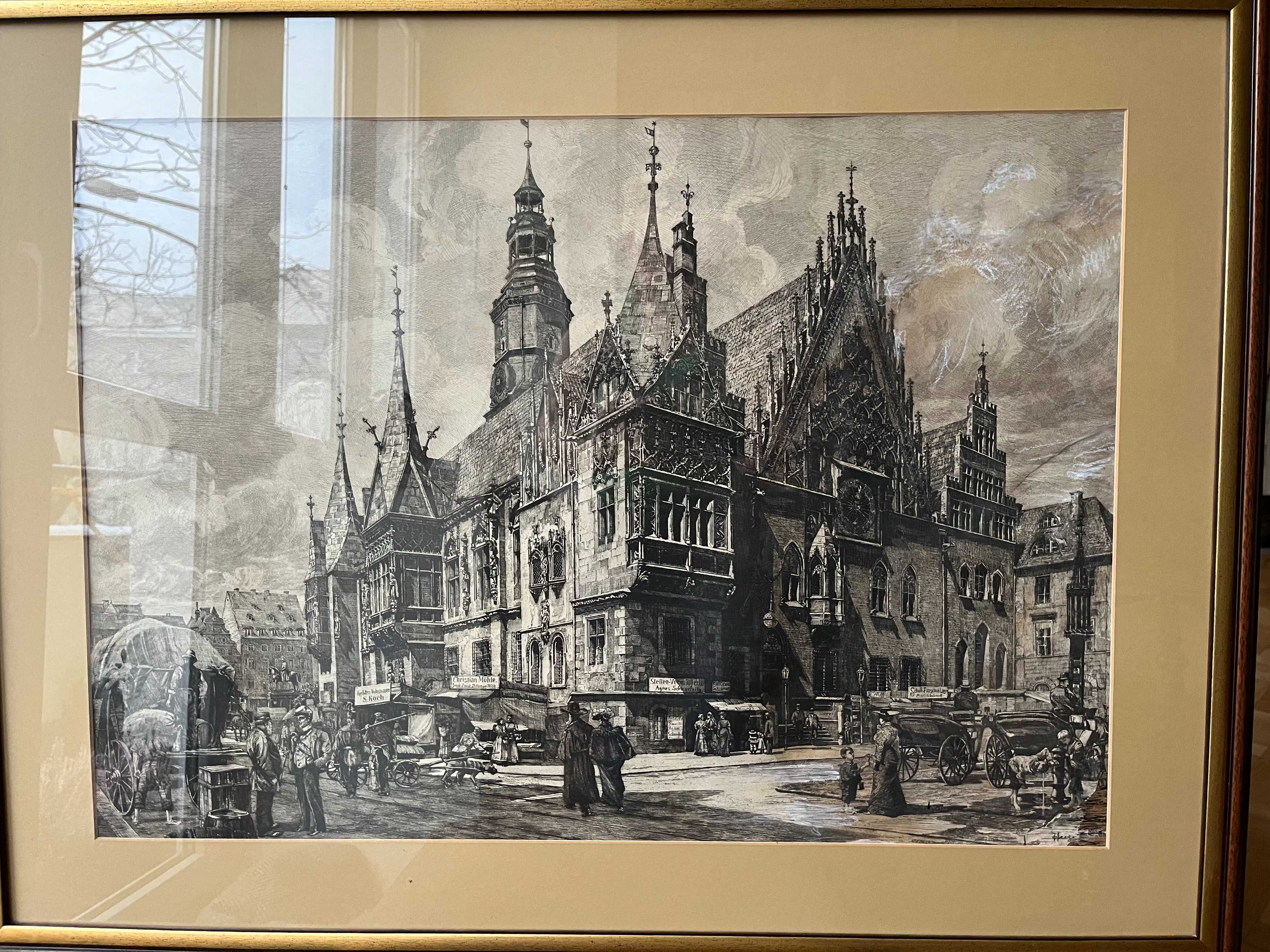 Wrocławski ratusz XIX - Hugo Ulbrich - akwaforta