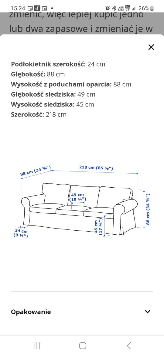 Sofa 3-osobowa plus fotel Ektorp Ikea
