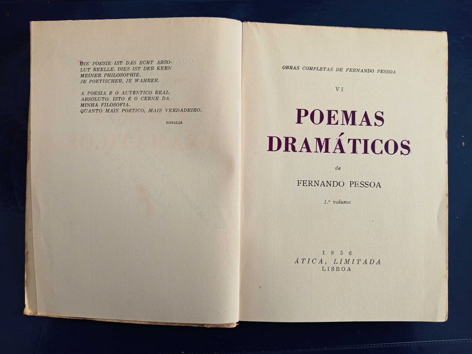 Poemas Dramáticos de Fernando Pessoa – 1º Volume Ed. Ática 1956