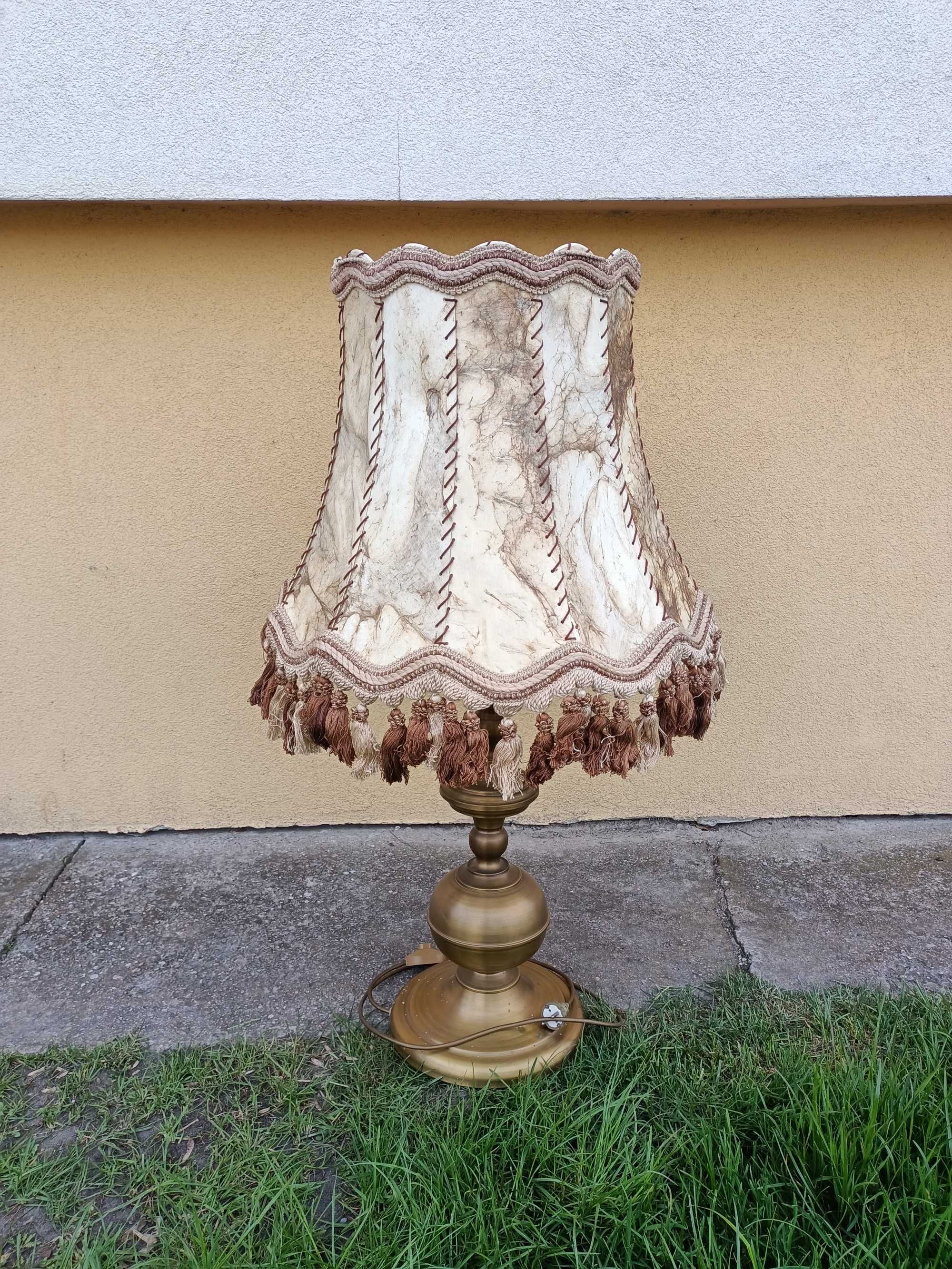Lampa vintage klosz skóra niska stojąca