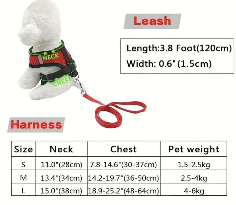 Поводок (жилет) для вигула кота чи невеликої собаки, розмір L