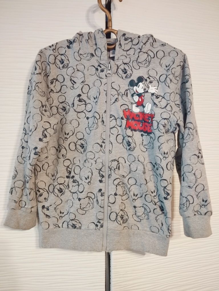 Fajna szara rozsuwana bluza z Myszką Mickey Mouse 116-122