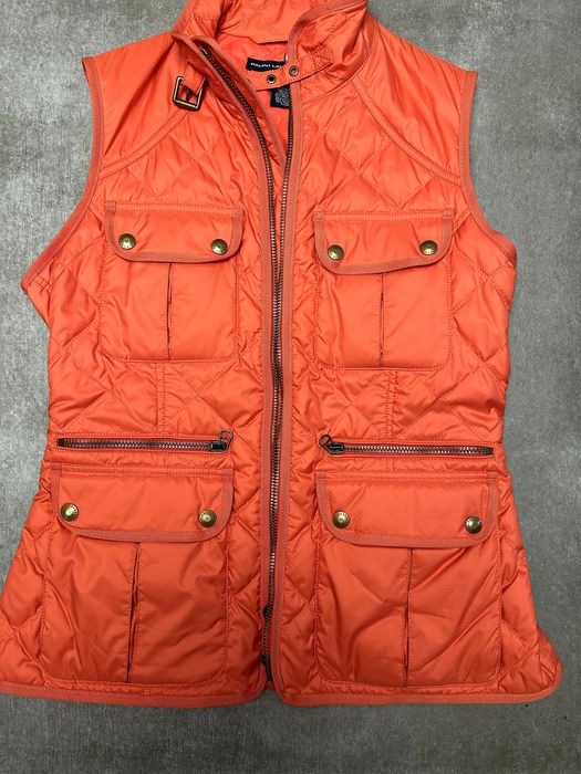 RALPH LAUREN Kamizelka puchowa pomarańczowa M Slim
