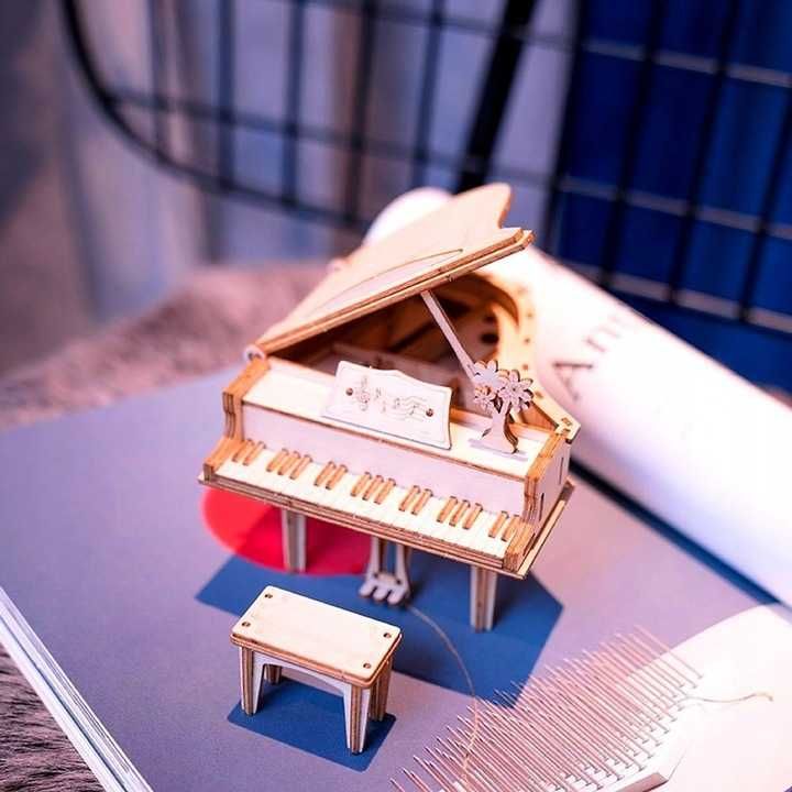 Puzzle Drewniane Robotime 3D Model Pianino Fortepian Grand Piano 74 el