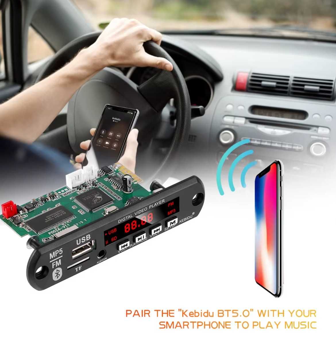 Bluetooth MP5 MP4 MP3 Декодер DC 12В 1080P HD Video Player FM AUX USB
