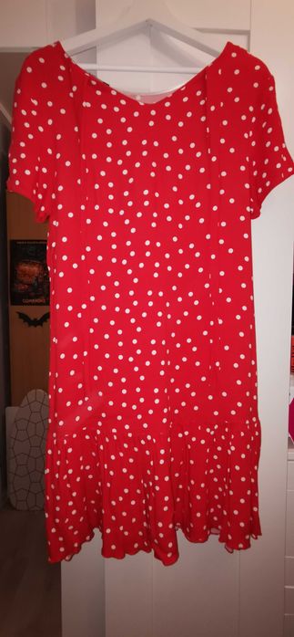 Sukienka czerwona w groszki