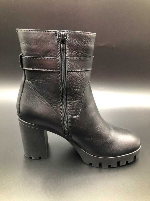 Anna Field Skórzane Botki na platformie - damskie, czarne, rozmiar 38