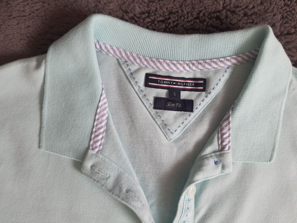 Miętową koszulka polo Tommy Hilfiger S