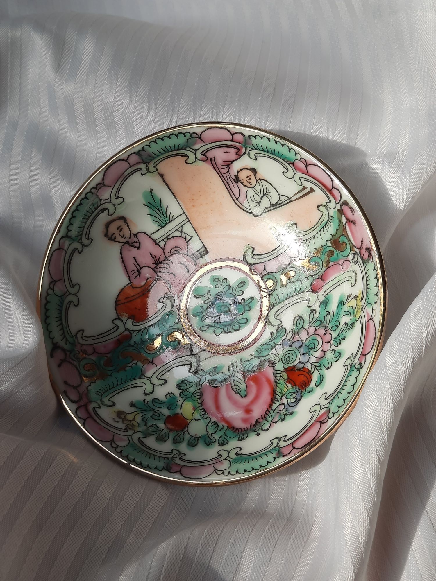 Małe mini talerzyki orientalne porcelana makao chiny rose medallion