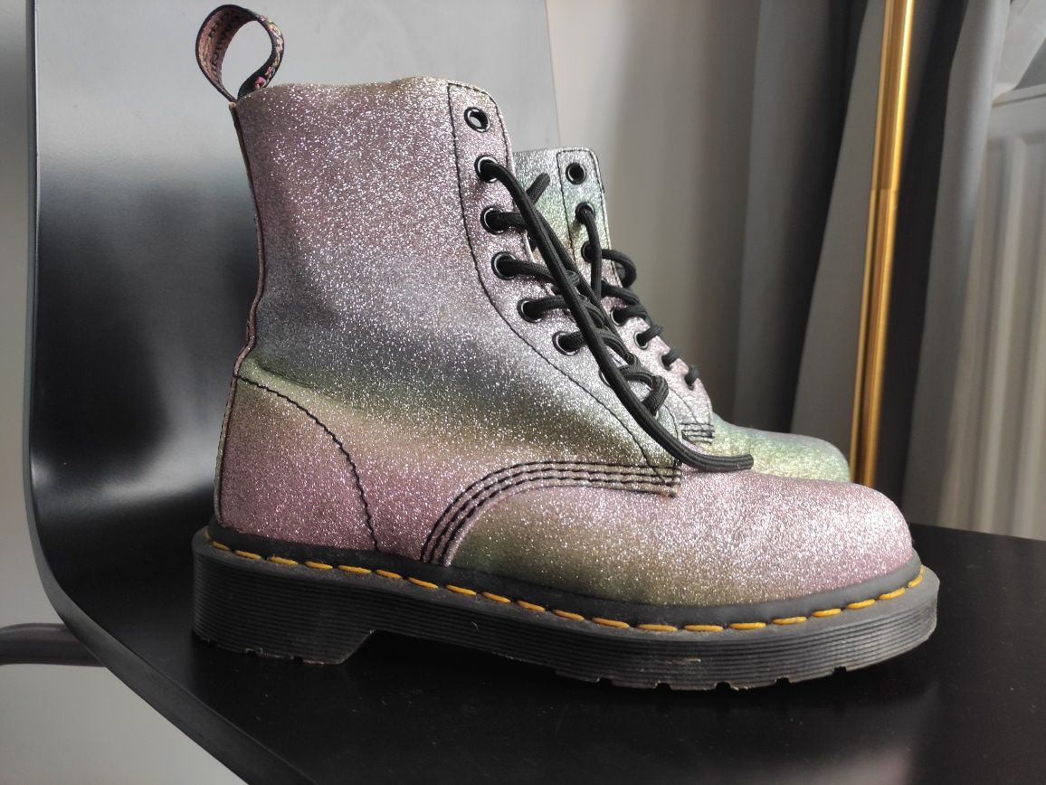 Buty dr. Martens ORYGINALNE NOWE różowe brokat tęczowe 37 damskie