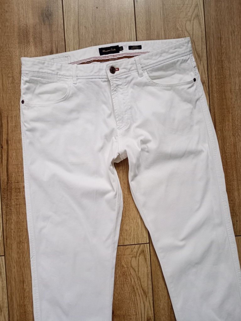 Massimo Dutti męskie spodnie L bawełna białe lato