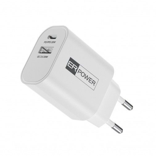 Szybka ładowarka sieciowa USB + USB Typ C  ER 30W PD QC Dual GaN