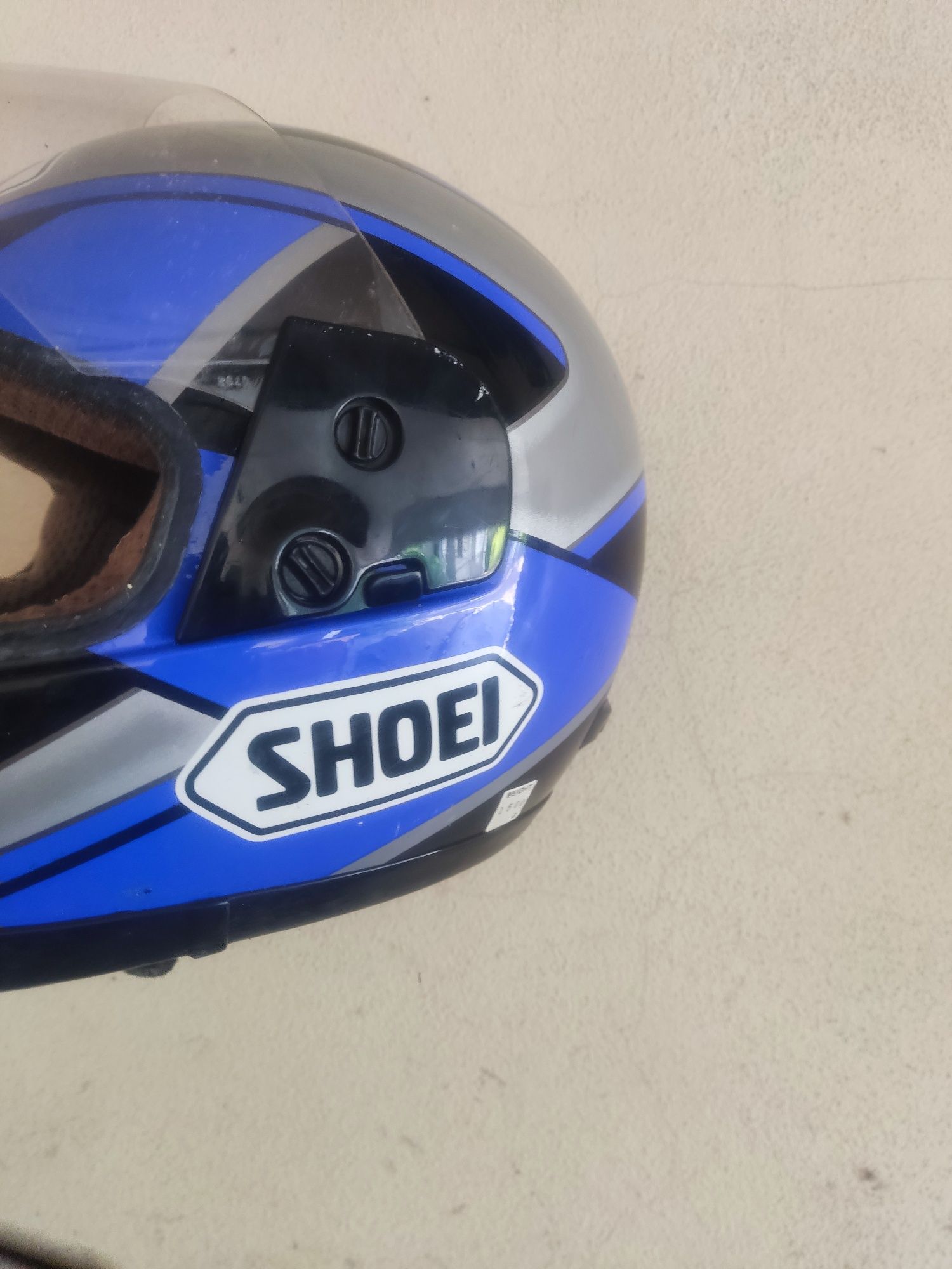 Capacete de mota azul preto e cinzento RF 200 Shoei