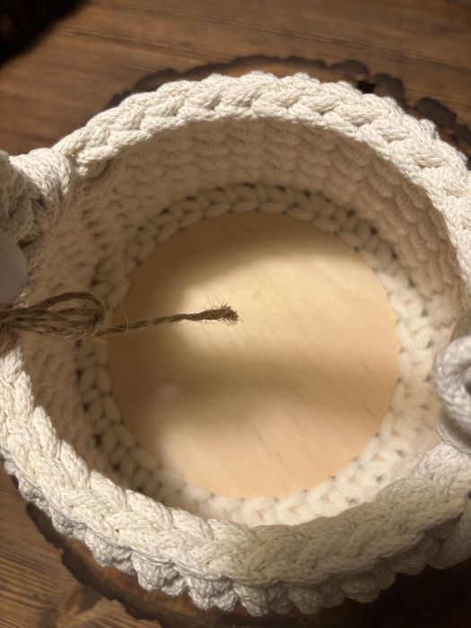 Koszyczek wielkanocny ze sznurka handmade kolor ecru / kremowy