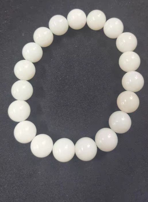 Nova pulseira de contas de bodhi branco natural e autêntico, feita de