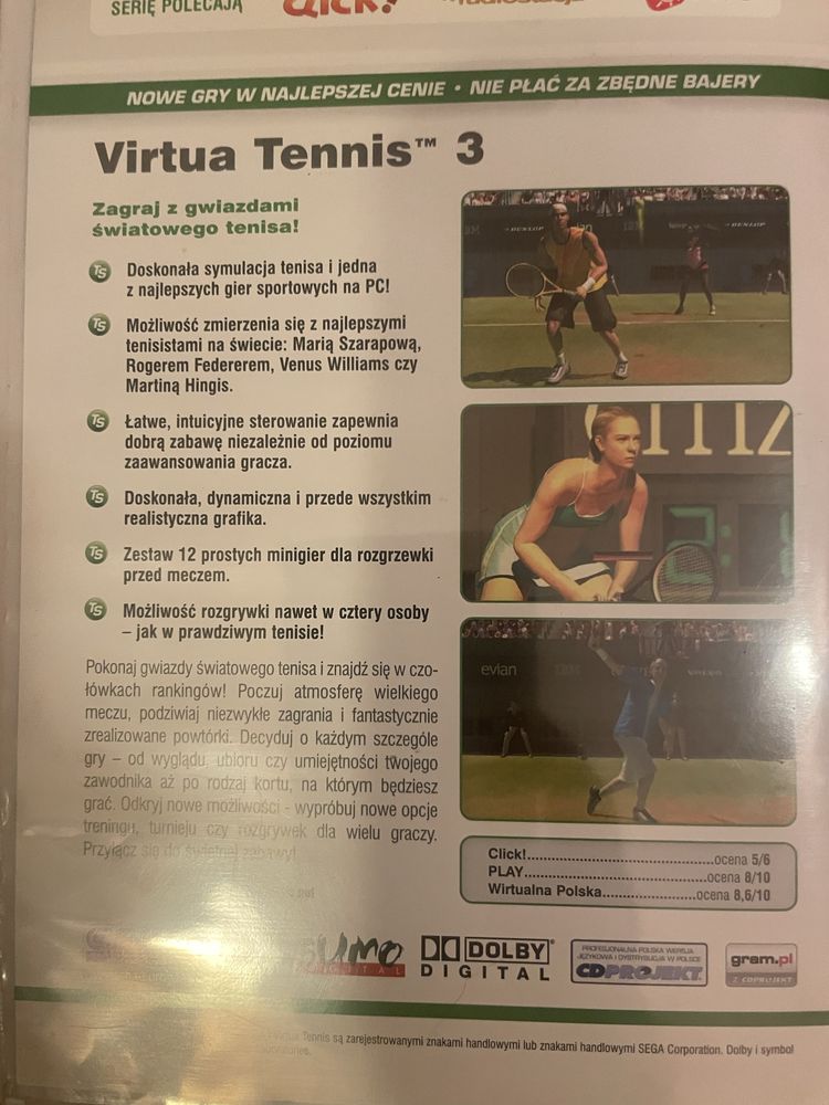 Gra komputerowa pc dvd Virtua Tennis 3