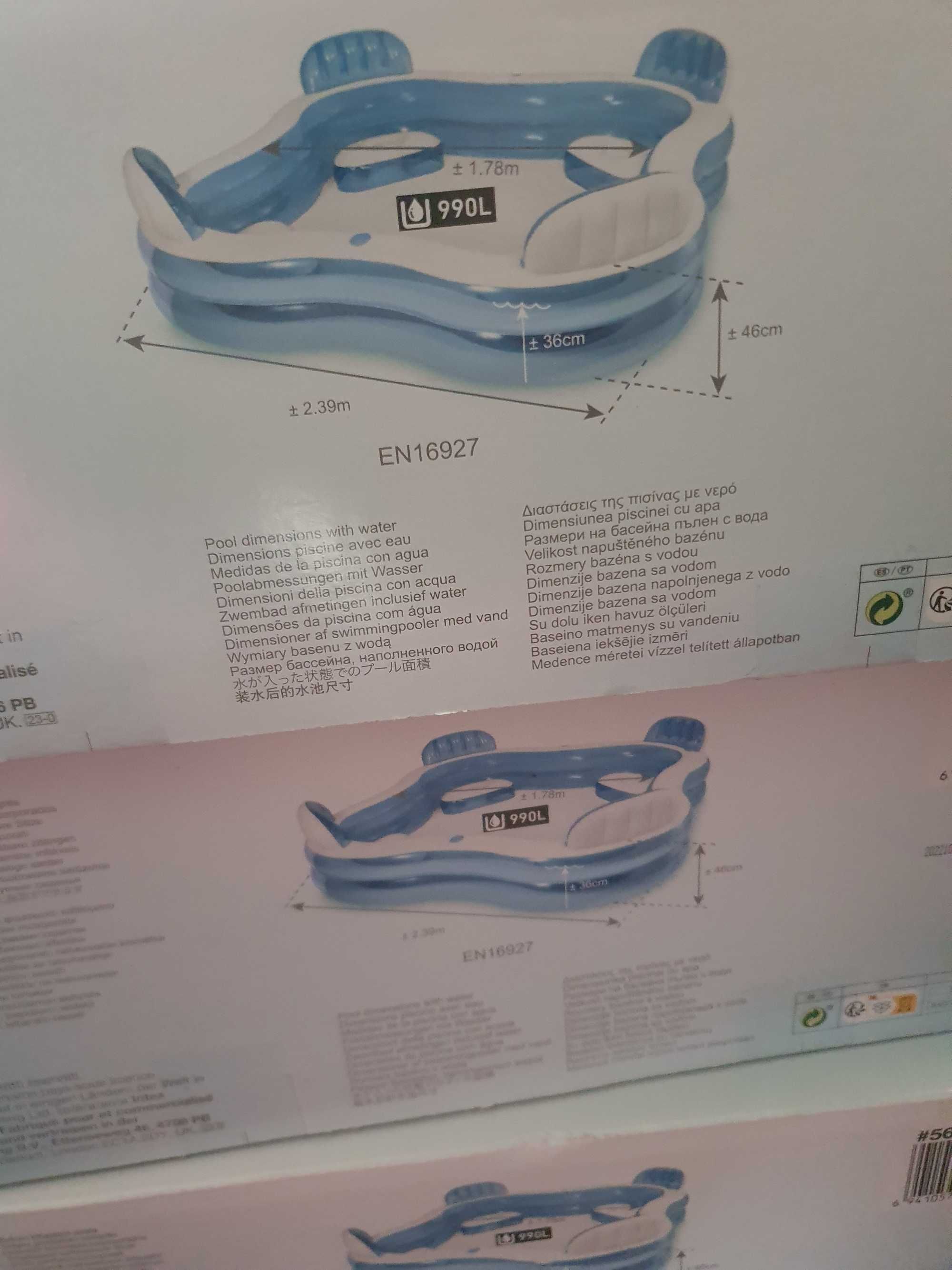 NOWY basen ogrodowy dmuchany z siedzeniami Intex 2,29x2,29x66