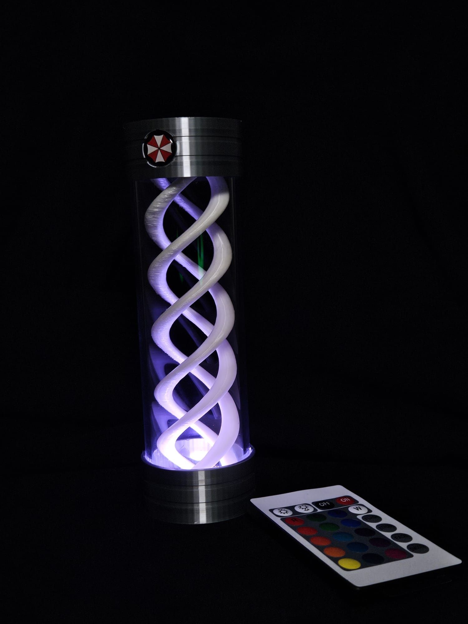 Lampada T-Virus muda de cor e filamento que brilha no escuro.
