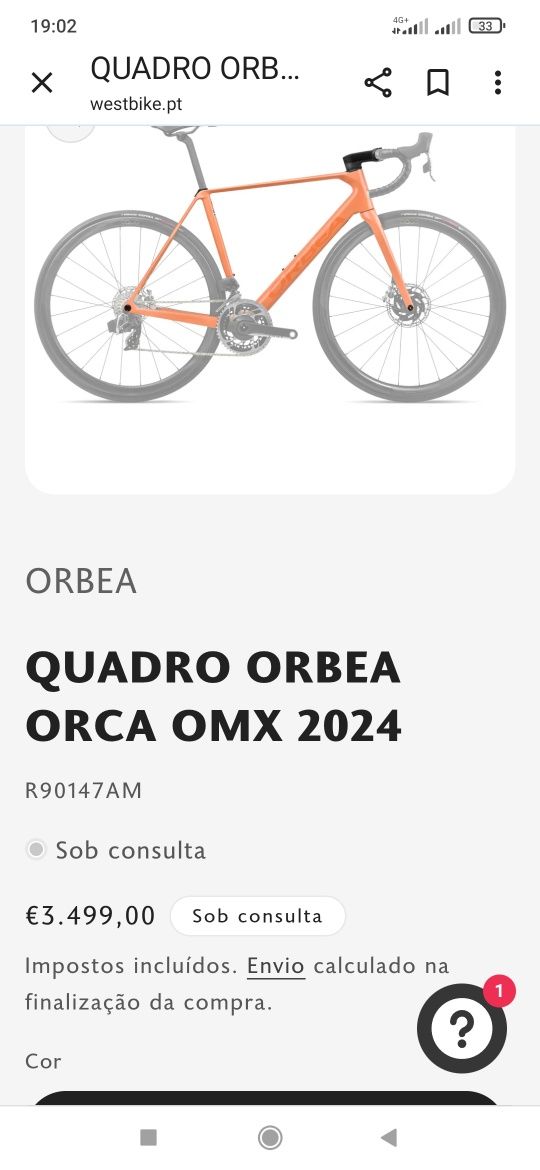 Quadro orbea orca OMX Ltd 2024 estrada