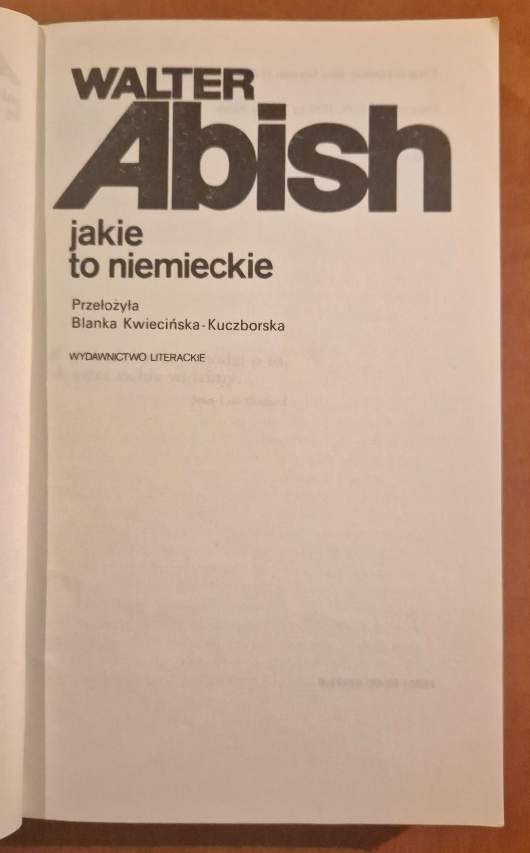 Jakie to niemieckie.  Walter Abish