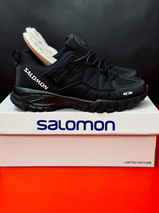 мужские зимние кросовки salomon черные +7-21 супер тёплые цена за пару
