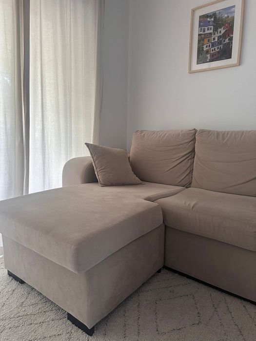 Sofá com Chaise Longue 3 lugares bege