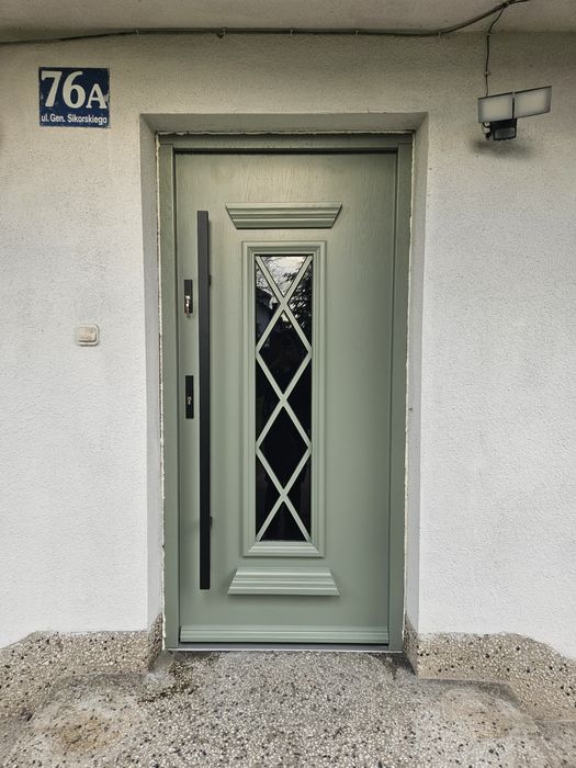 DRZWI zewnętrzne wejściowe drewniane 75mm ocieplane czyste powietrze m