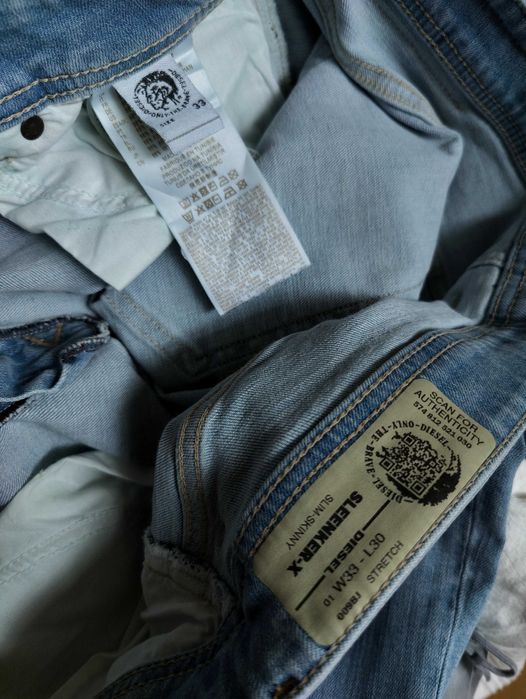 Джинсы Diesel Sleenker jeans Italy w33 stretch blue.