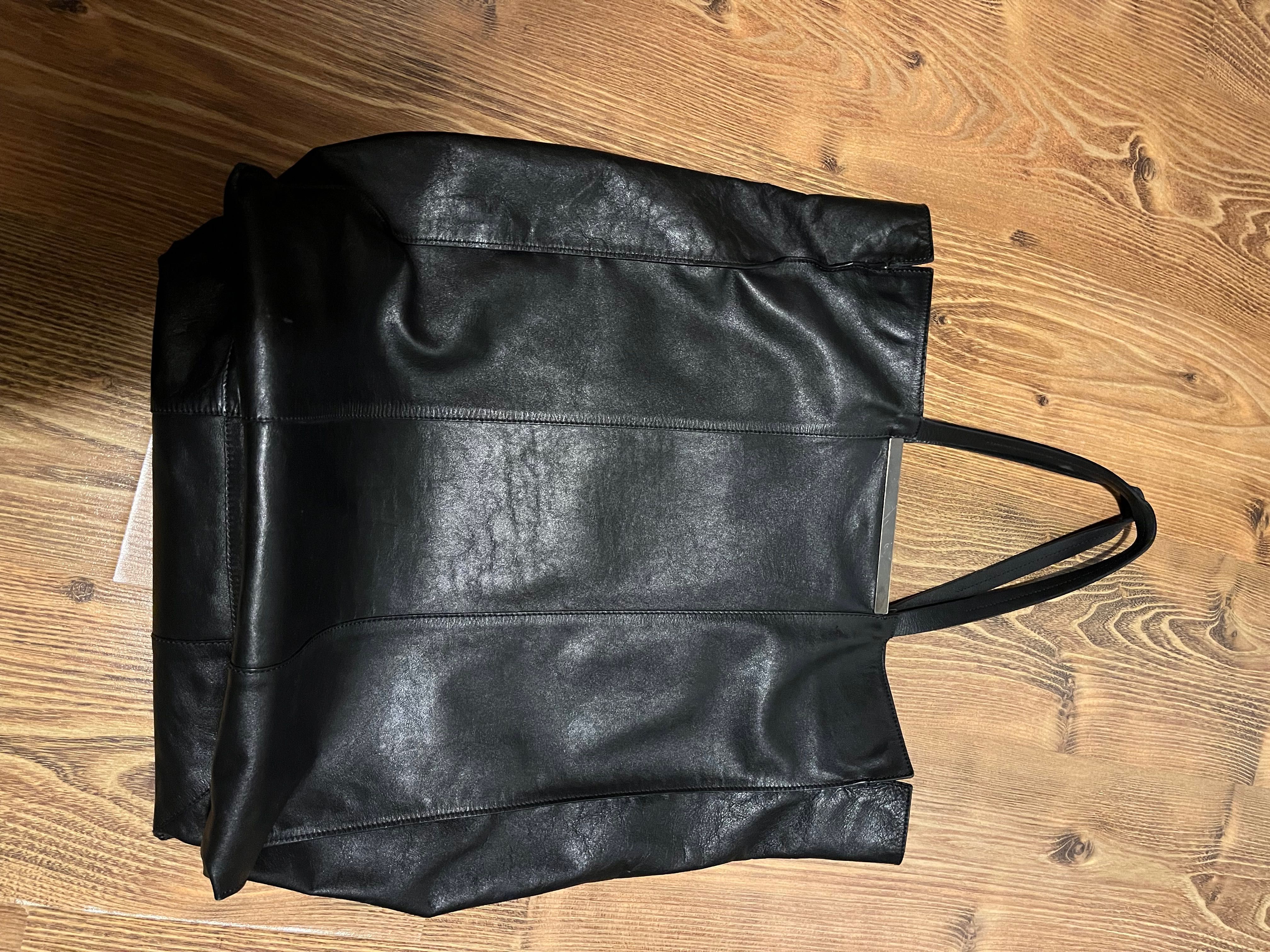Torebka shopper bag Mango worek skóra naturalna