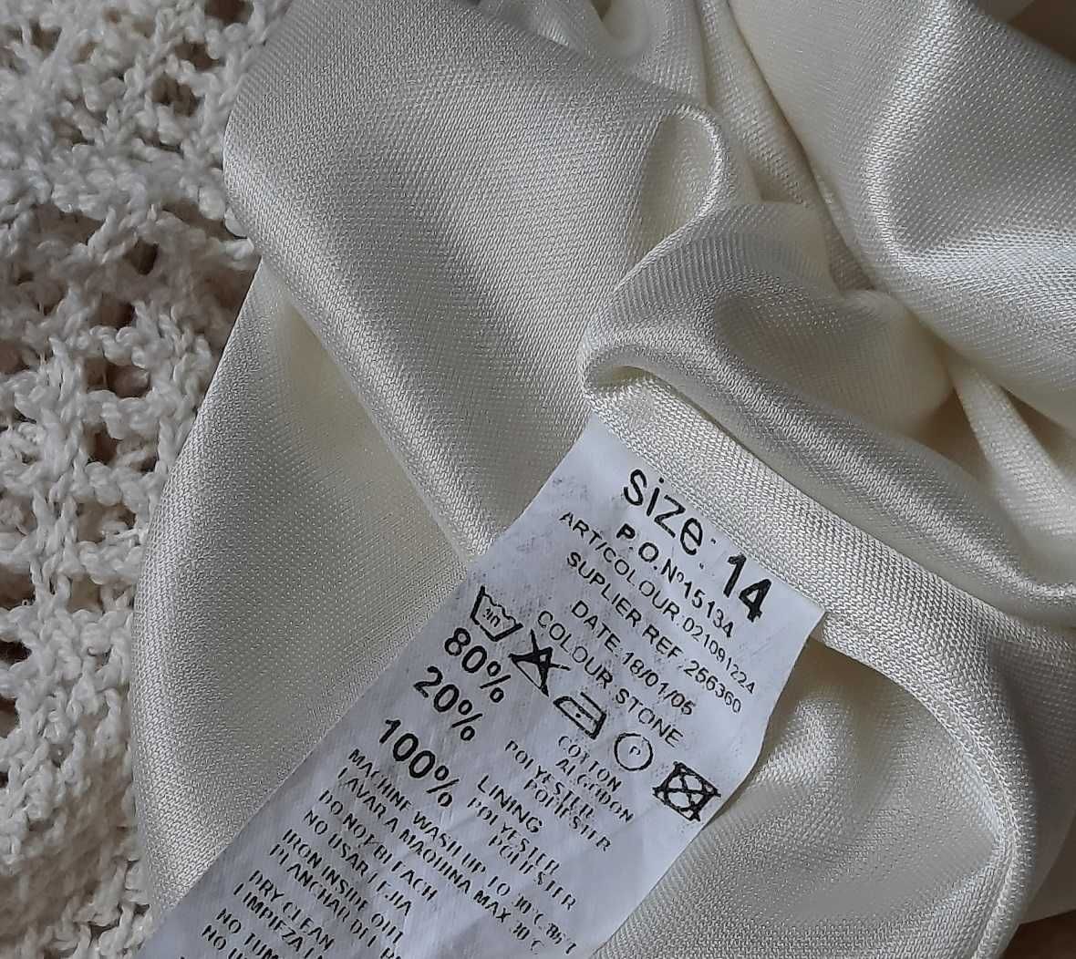 Cudo niciana Jane Norman Bawełna szydełkowa ecru spódnica midi L XL