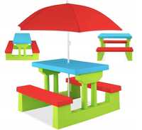 Stolik piknikowy dla dzieci ogrodowy + parasol