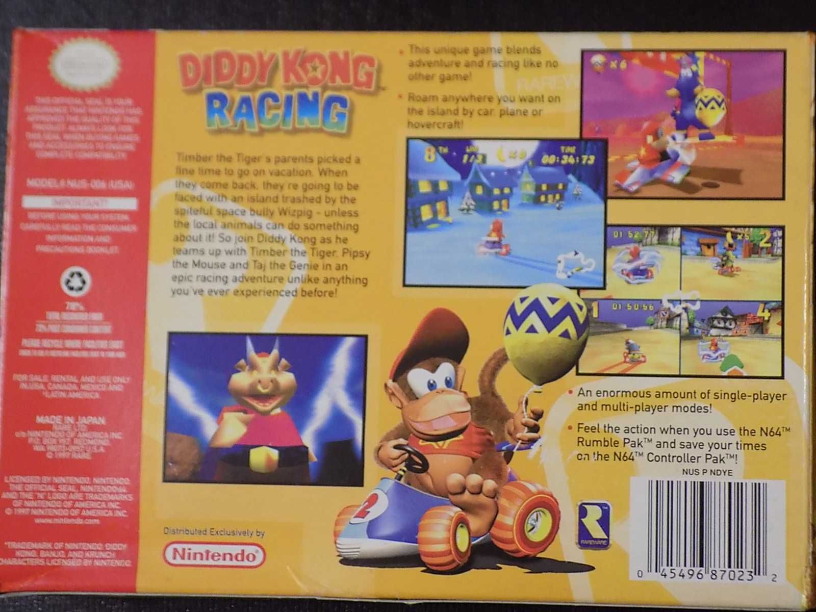 Diddy Kong Racing box 3xA - gra na konsolę z grafiką 3D, Nintendo 64!!