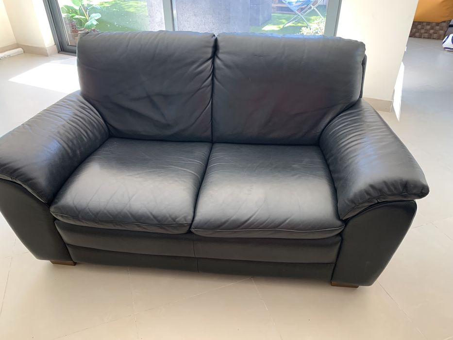Sofa de cabedal preto Divani & Divani