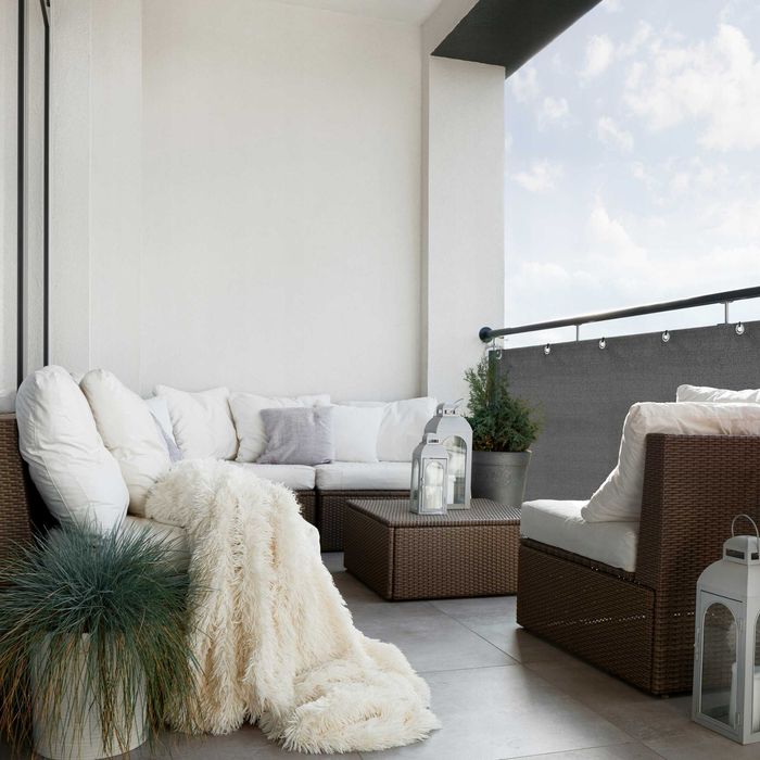 OSŁONA BALKONOWA płot mata pe na taras ogrodzenie szara 90x500