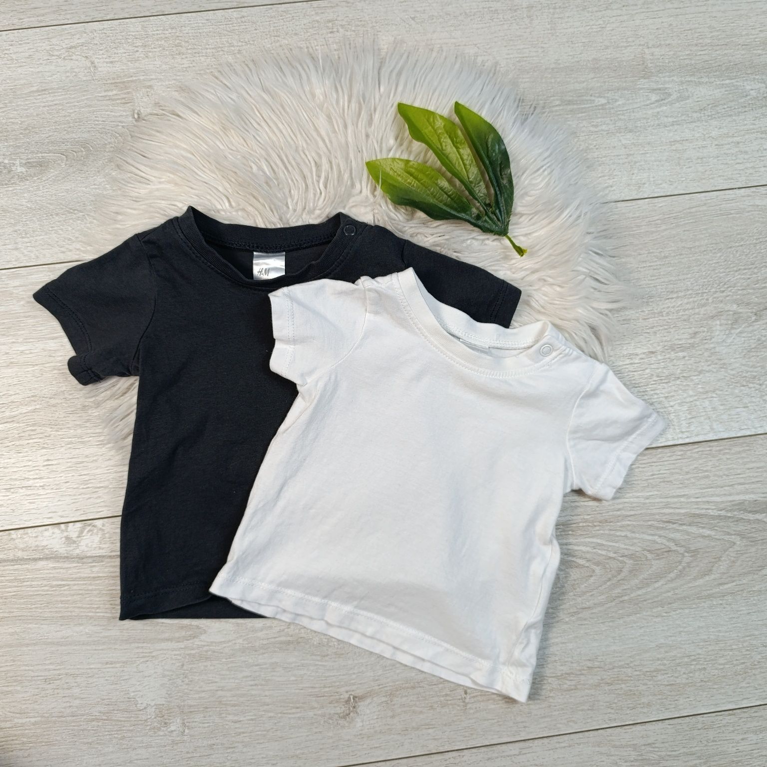 Koszulka Biała Czarna Dziecięca H&M 62 cm