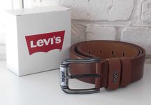 Мужской кожаный коричневый ремень Levis / шкіряний пояс коричневий
