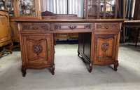 Duże dębowe dwustronne biurko w stylu Ludwika