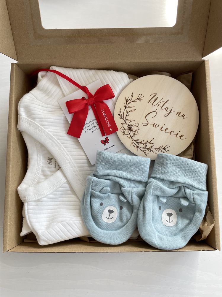 Zestaw prezentowy box baby shower body dla noworodka dla chłopca