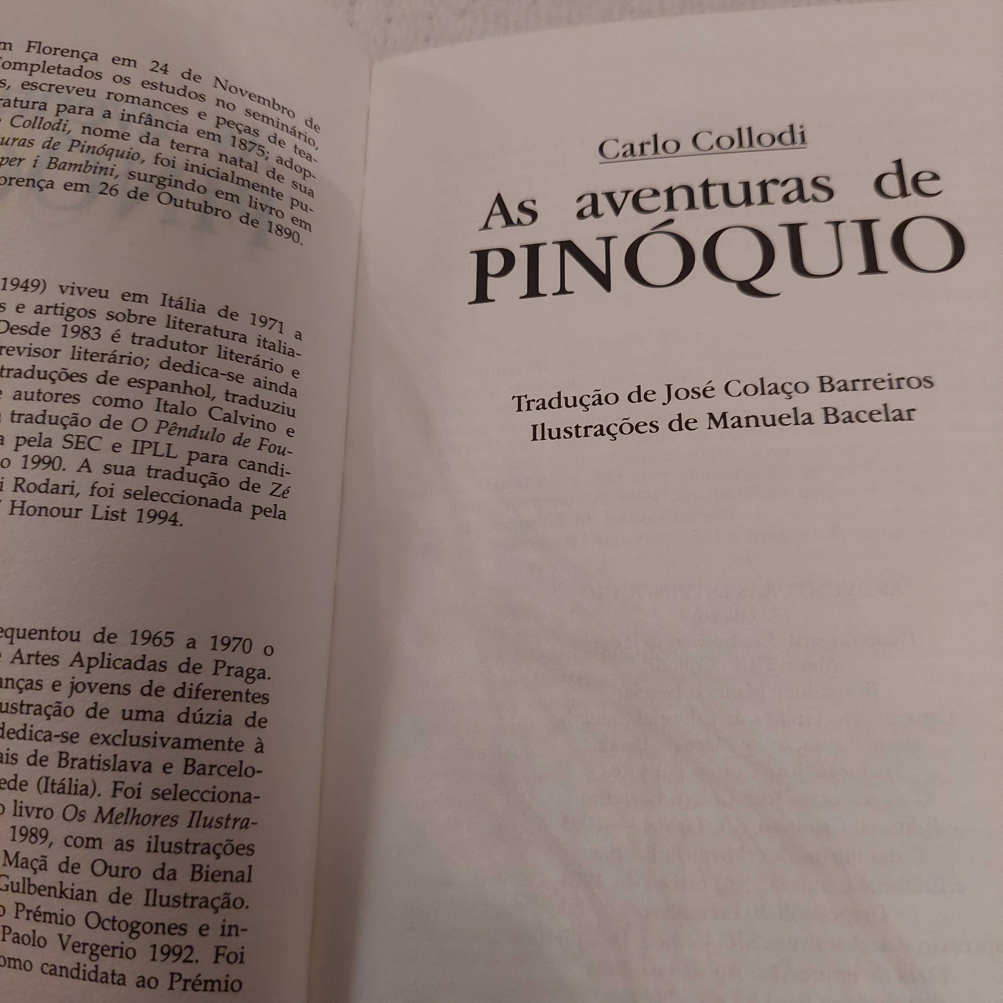 Dois livros As aventuras de Pinóquio, de Catlos Collodi