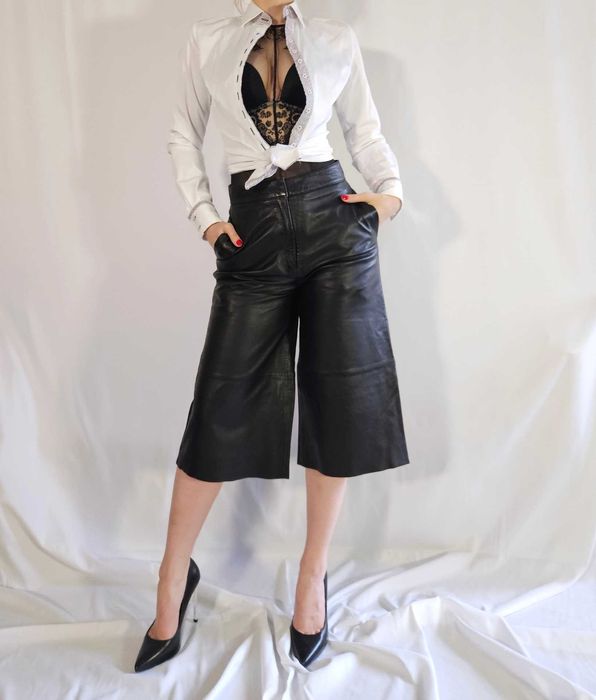 Spodnie skórzane Tigha kuloty skóra naturalna szerokie nogawki