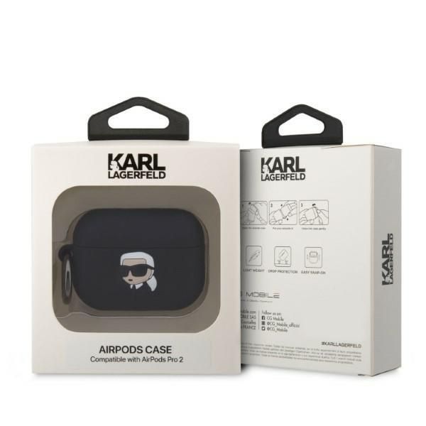 Etui na AirPods Pro 2 Karl Lagerfeld z Grafiką 3D - Czarny