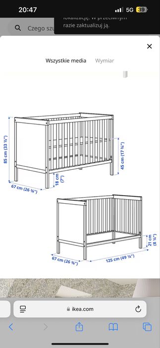 Białe łóżeczko Ikea Sundvik + materac