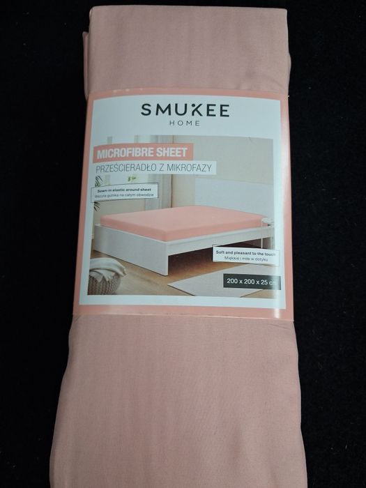 Prześcieradło smukee 200x200 miękkie miłe w dotyku nowe szare błękitne