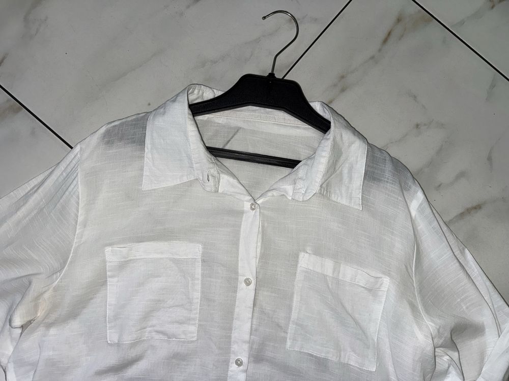 Женская белая коттоновая рубашка платье H&M  54-56 XXL-XXXL (18-20)