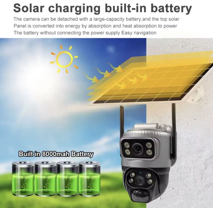 Kamera Solarna Zewnętrzna Obrotowa 8MP GSM 4G
