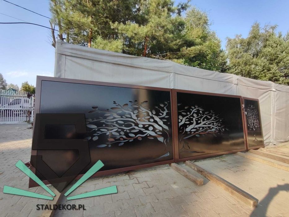 Brama dwuskrzydłowa 5x1,5m wycinana laserowo CNC panelowa.