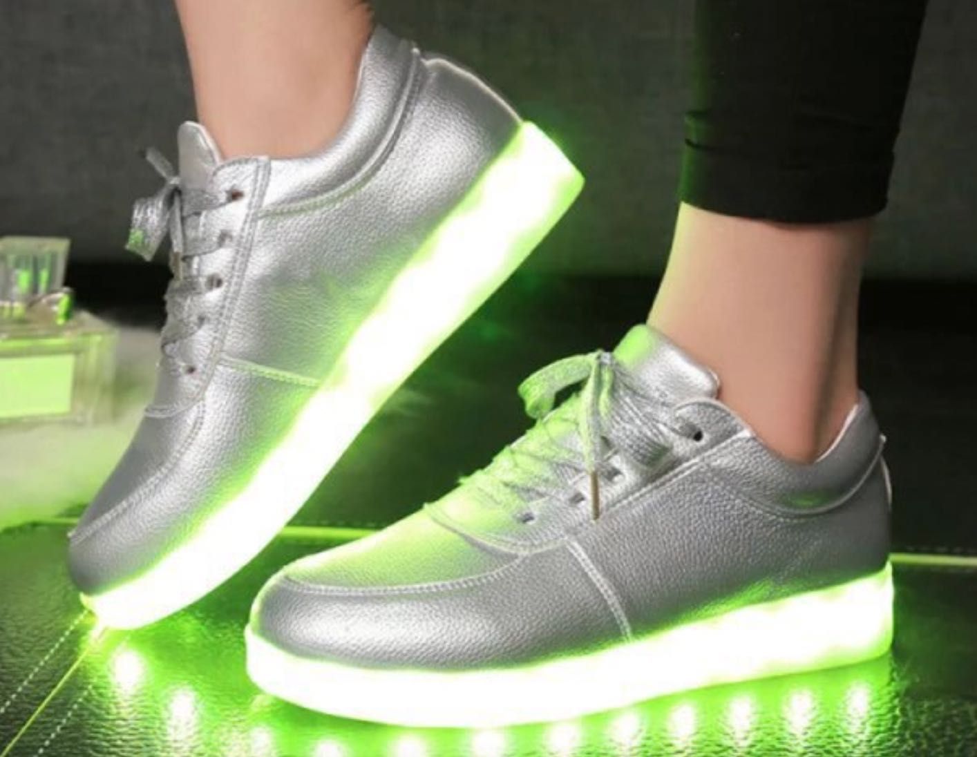 Srebrne Buty LED - Podświetlane Dyskotekowe - rozmiar. 38-40