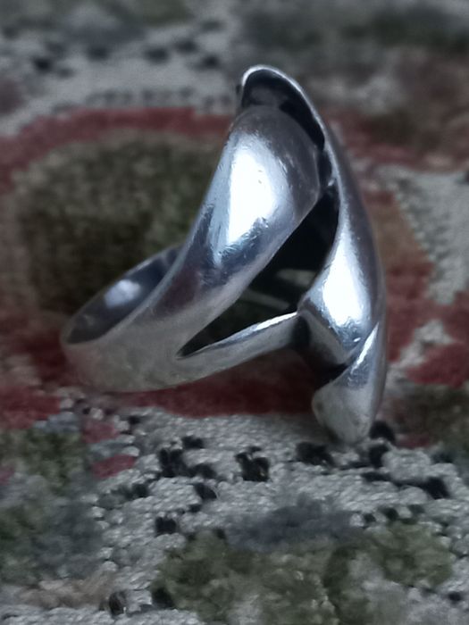 Stare srebro polskie sygnowane pierścionek z czasów PRL-u