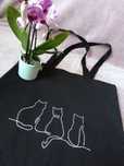 Czarna torba bawełniana z kotkami koty na prezent tote bag