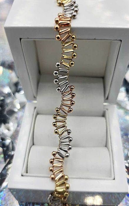 585 Bransoletka z kuleczkami 3 kolory złota 20cm